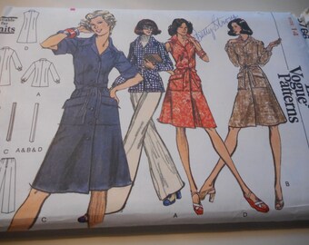 Vintage 1970's Vogue 8766 Dress, Tunic and Pants Sewing Pattern Size 14 Bust 36