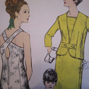 SALE Vintage 1960&#39;s Vogue 6764 Young Fashionables Dress and Jacket Sewing Pattern Size 16 Bust 36