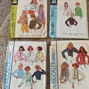 Vintage 1960s 70s McCalls Shirts 9044  5898 or 5459 Sewing Pattern Size 14 Bust 36