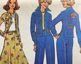 Vintage 1970's Simplicity 7093 Sewing Pattern Size 10 Bust 32.5 or Size 12 Bust 34 or Size 16 Bust 38