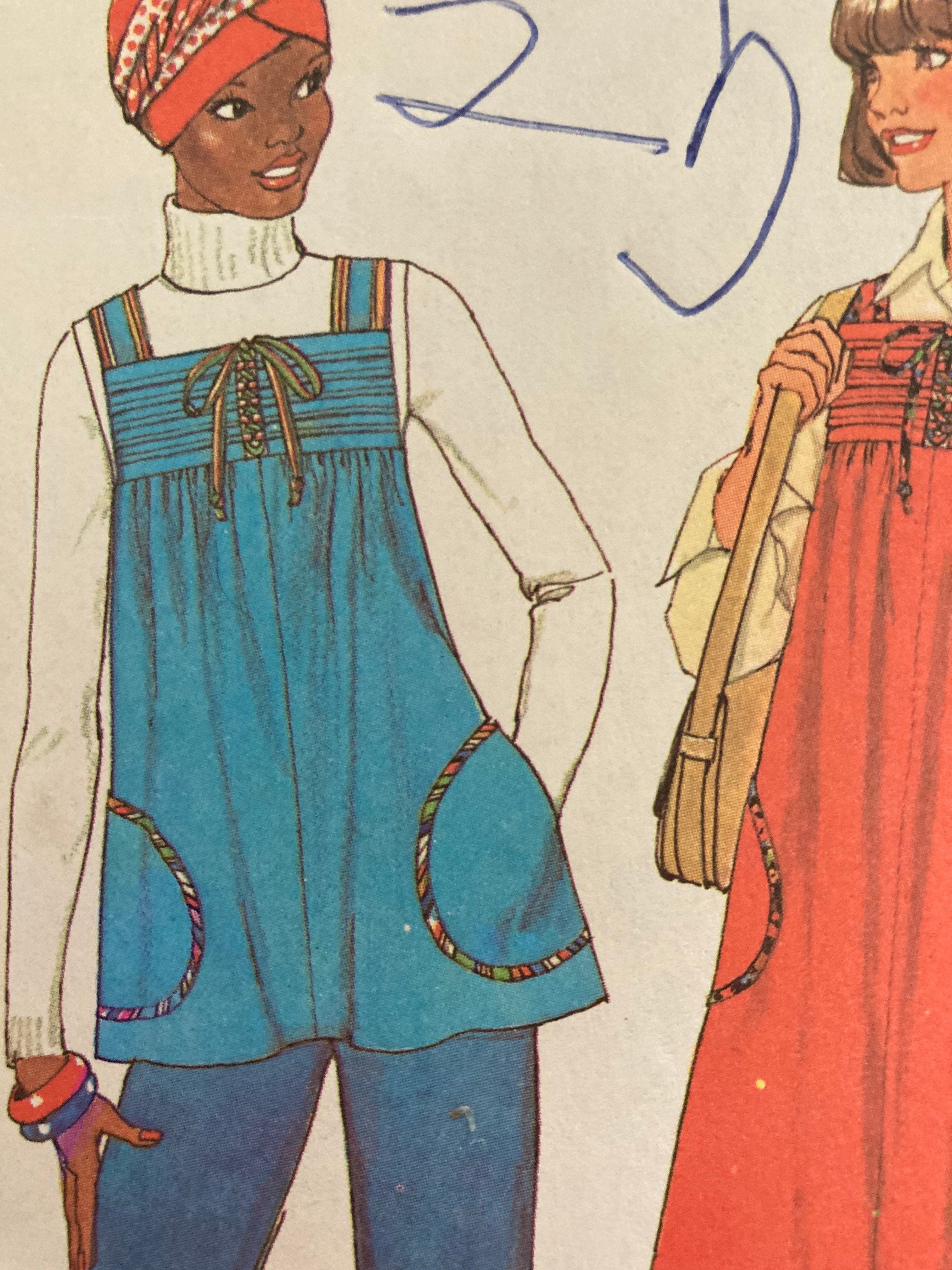 Vintage 1970's Simplicity 7716 Jumper or Top Sewing Pattern Size Small 8-10 Bust 31.5=32.5 FF