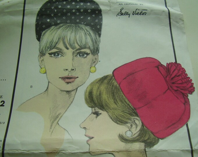 Vintage 1960's Vogue 6432 Sally Victor Hat Sewing Pattern, Size 23 - Etsy