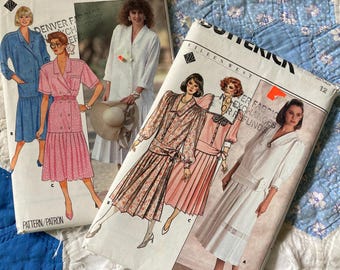 Vintage 1980-tals Butterick 4814 och 3617 Eileen West sömnadsmönster storlek 12 byst 34