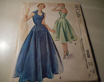 SALE Vintage 1950's McCall's 9508 Evening Dress Sewing Pattern Size 14 Bust 32