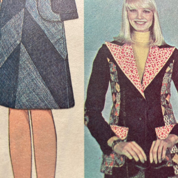 Vintage 1970s McCall’s 4931 blazer, vest, skirt and pants sewing pattern size 5 Bust 30 FF