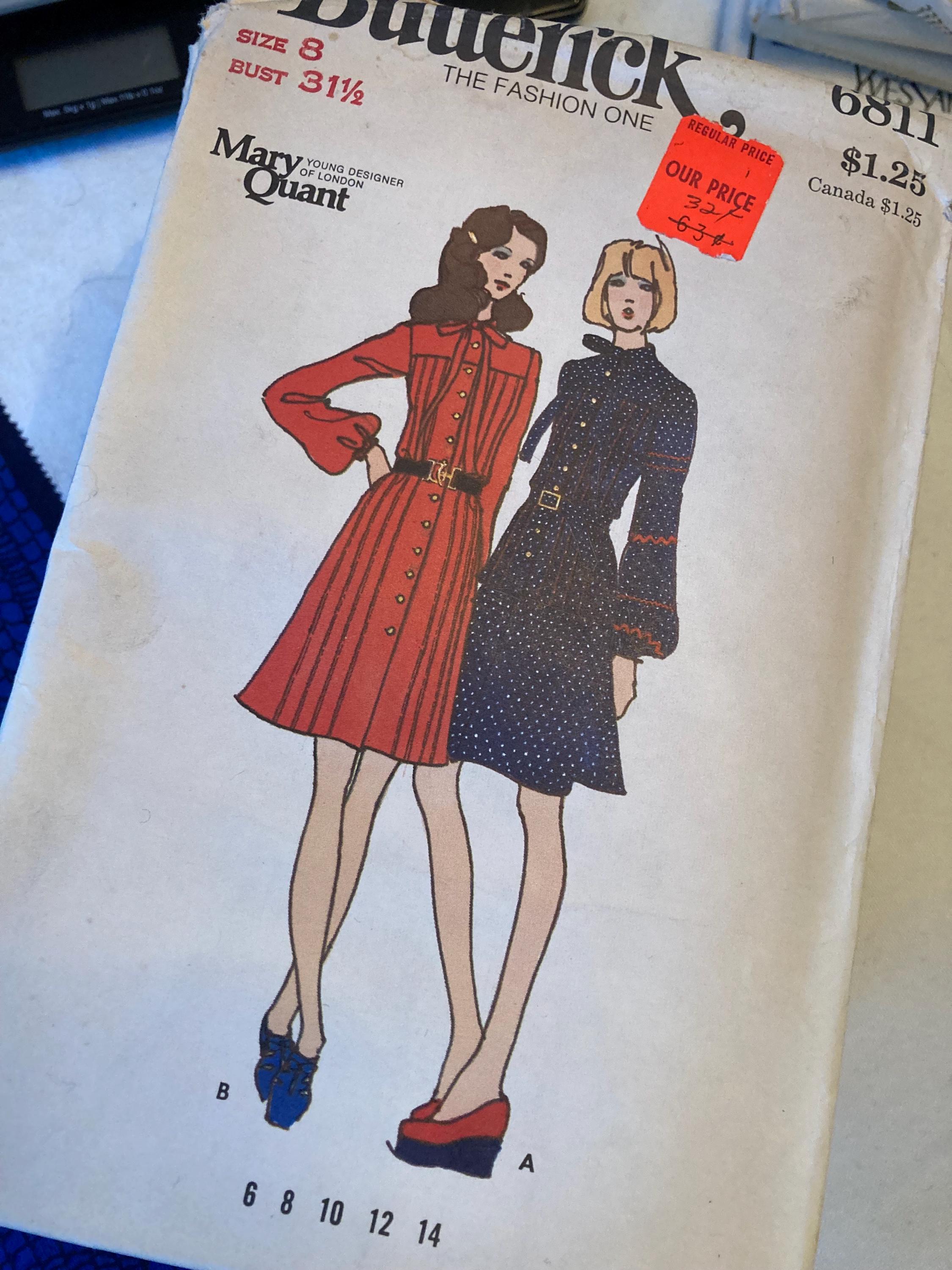 Mary Quant Pattern Design Vintage 1970s Butterick 6811 Mary Quant Sewing Pattern Size 8 Bust 31.5 ...