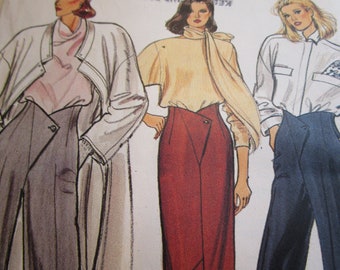 SALE Vintage 1980's Vogue 9121 Skirt & Pants Sewing Pattern Size 12-14-16 Waist 26.5-28-30 FF