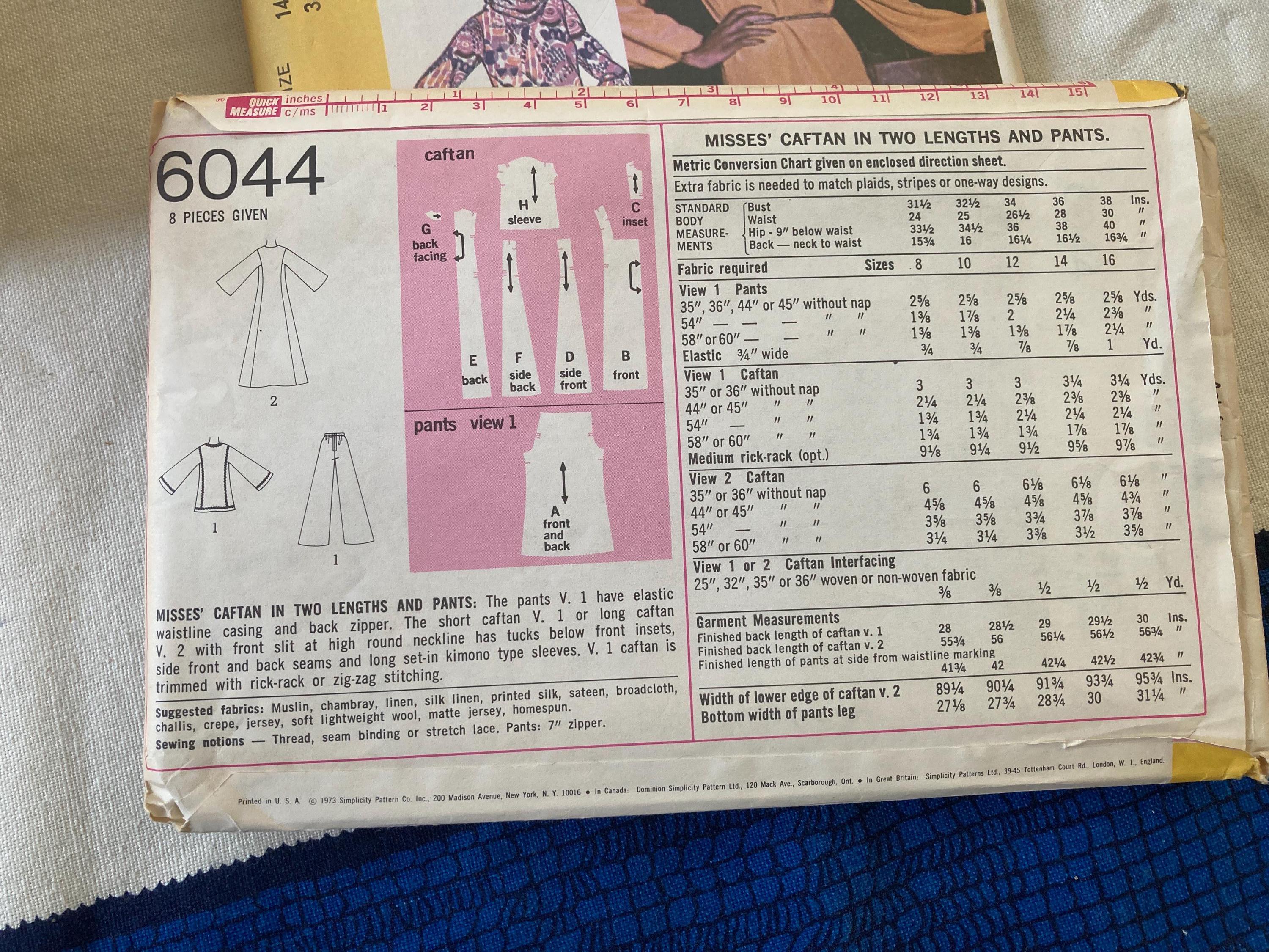 Vintage 1970s Simplicity 6044 Sewing Pattern Size 10 Bust 32.5 - Etsy