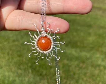 CARNELIAN CELESTIAL NECKLACE Silver Plated