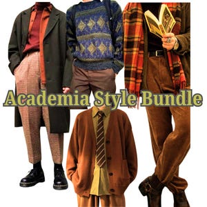 Curated Mystery Vintage Mens Dark Academia Preppy School College Professional Business Office Style Collection Clothing Bundle Box.