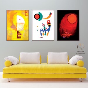Wassily Kandinsky Abstract-Upward-Composition-Red Sun and Ship Color -Squares with Concentric Circles Printable Wall Art Collection