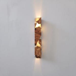Olive Root & Pearl Resin Wall Sconce | Up Down LED Light | Bedside Accent Lamp