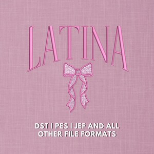 Borduurpatroon voor Latina Pride | Roze strik, meisjesachtig (digitale download)