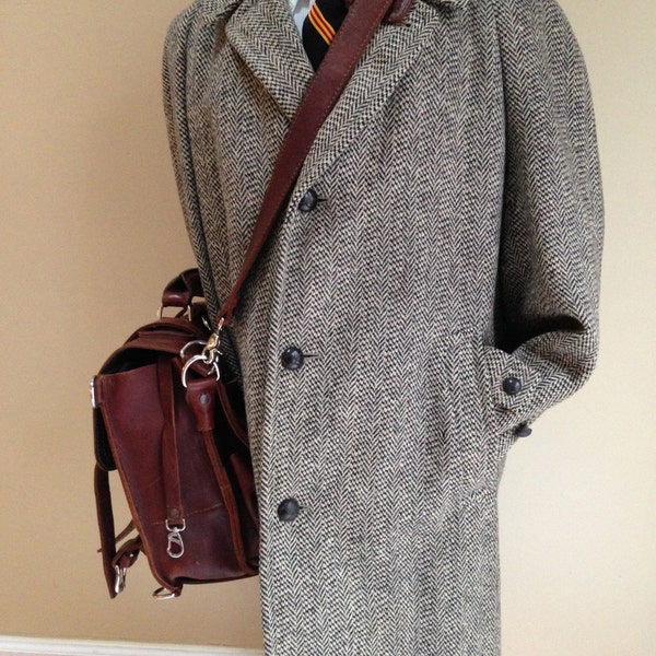 1950s - Mens - Harris and Lewis Tweed - Overcoat - Winter Coat - L-XL