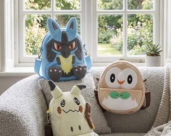 Pokemon Lucario Mimikyu Snorlax Pluszowe Torby Na Ramię Zabawki Kawaii Anime Rowlet mon Gengar Pikachu Peluche Backpack