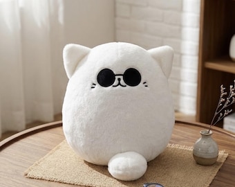Pluszowy kot Gojo Satoru – zabawka anime Jujutsu Kaisen, 30 cm, biała poduszka dla kota