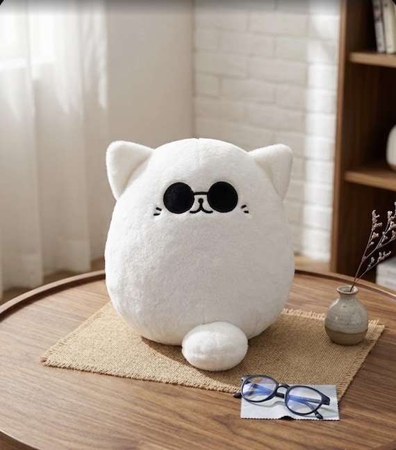 Gojo Satoru Cat Plush – Jujutsu Kaisen Anime Stuffed Toy, 30cm White Cat Pillow