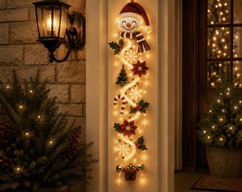 Girlanda ścienna LED z Mikołajem, świąteczna dekoracja drzwi (20 x 60 cm)