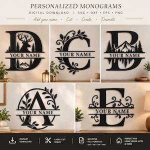 Monogrampaket SVG – Bröllopsmonogram | Monogramsvg | Väggbokstäver | Laserskuren SVG | Lasergravering | Cricut SVG-filer | Digital nedladdning