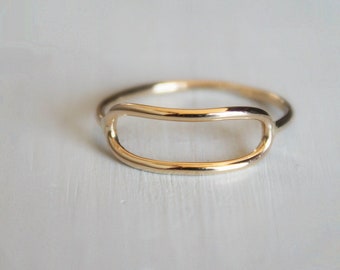 Oblong Ring//14kt Gold Filled or Sterling Silver//Handcrafted//Made to Order