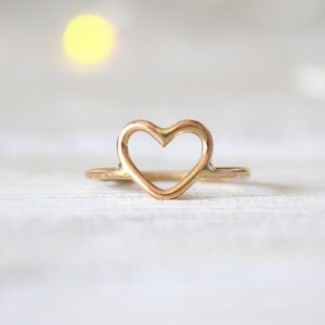 14kt Gold Filled Open Heart Ring//Handcrafted//Inspirational Jewelry