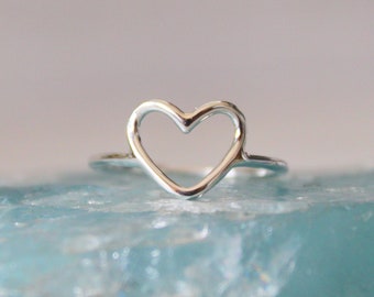 Open Heart Ring//Sterling Silver//Handmade//Made to order