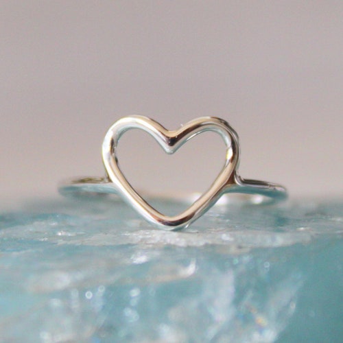 Silver Heart Ring - Etsy