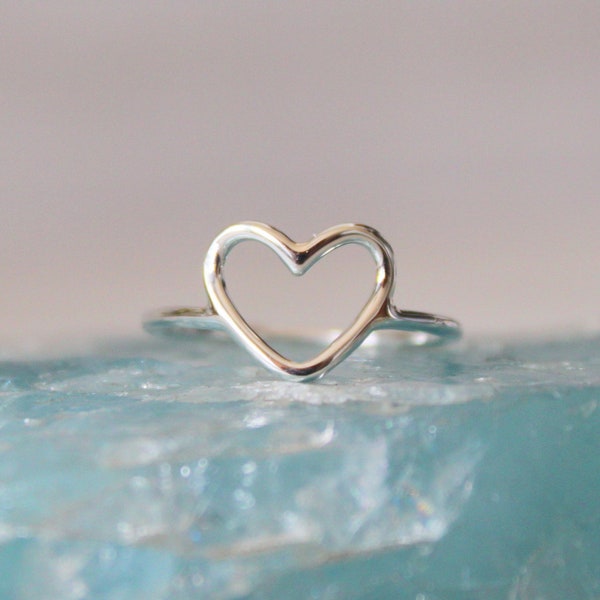 Open Heart Ring//Sterling Silver//Handmade//Made to order