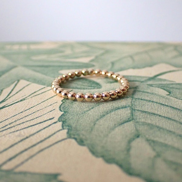 Gold Beaded Band . Handcrafted . 14kt gold filled . Made to order . Stackable ring