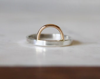 Sunrise Ring//Handcrafted//Sterling Silver and 14kt Gold Filled//Made to Order