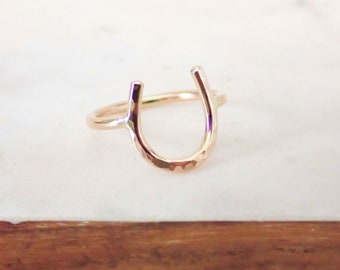 Gold Horseshoe Ring//14kt gold filled//Handcrafted