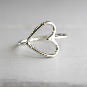 Sideways Heart Ring// Argentium Sterling Silver//Handcrafted//Made to Order