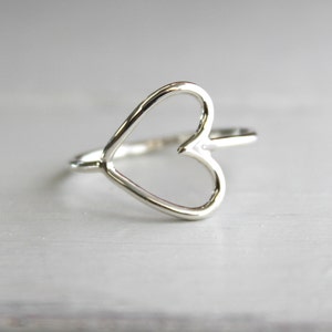 Sideways Heart Ring . Argentium Sterling Silver . Handcrafted