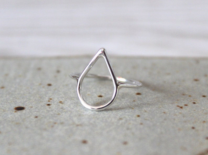 Rain Drop Ring//Argentium Sterling Silver//Handcrafted//Minimalist Ring image 1