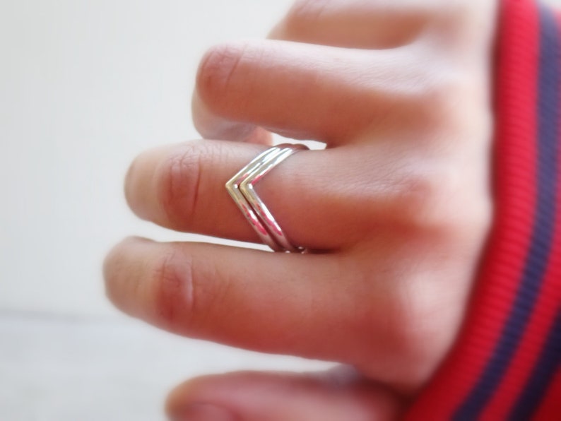 Stacking Chevron Rings//Sterling Silver//Made to Order image 2