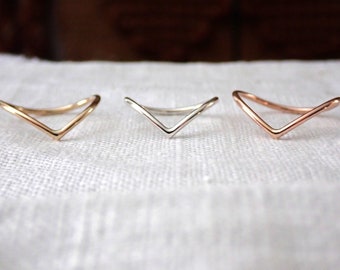 Minimalist Chevron Ring//Sterling, Rose or Yellow Gold Filled//Handcrafted//Made to order//Sold individually