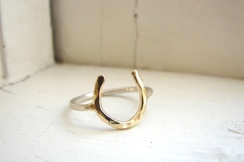 Dual Color Horseshoe Ring . Handcrafted image 4