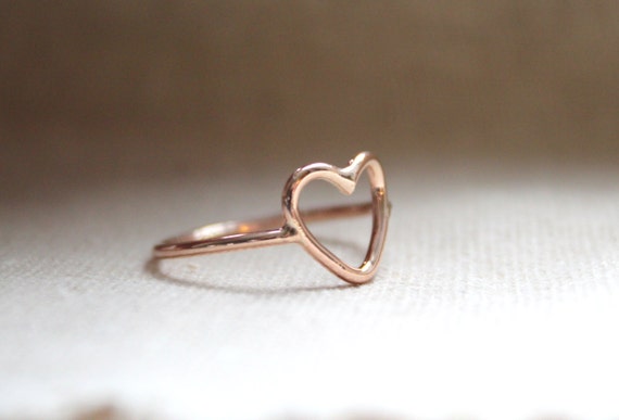 14kt Rose Gold Filled Open Heart Ring//Handcrafted//Made to | Etsy