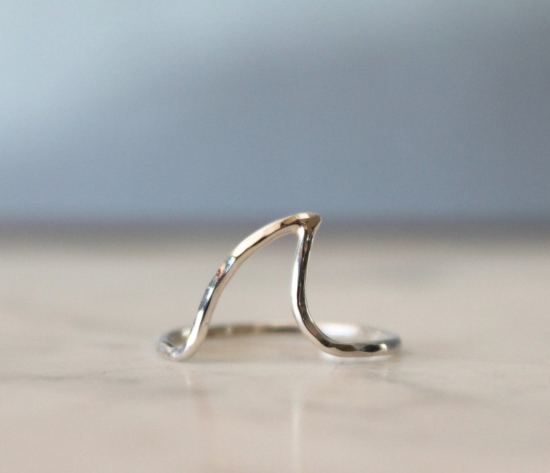 Shark Fin Ring//Sterling Silver//Handcrafted and made to order//Hammered or Smooth Options image 3