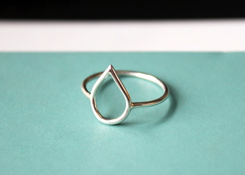 Rain Drop Ring//Argentium Sterling Silver//Handcrafted//Minimalist Ring image 4