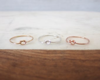 Tiny Knot Ring//Handcrafted//Sterling Silver or 14kt Yellow or Rose Gold Filled//Minimalist Ring//Made to Order