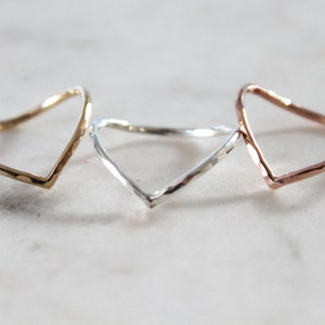 Dainty Hammered Chevron Ring//Sterling, pink or yellow gold filled//Handcrafted//Made to order//Sold individually