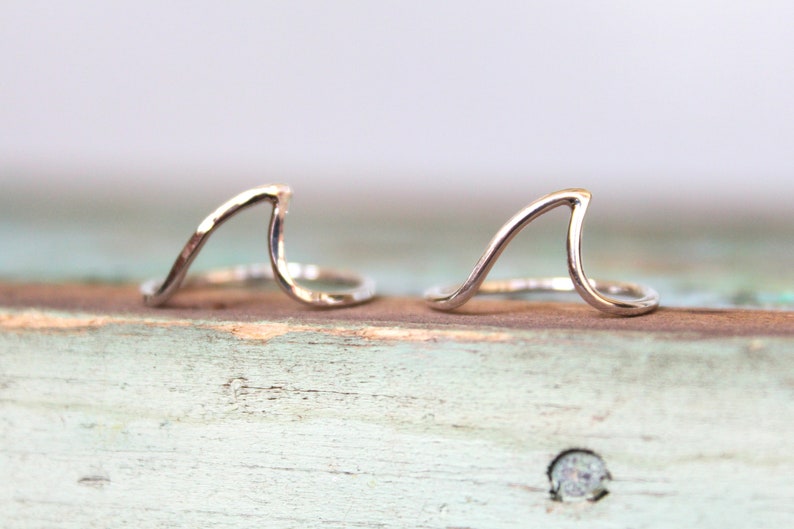 Shark Fin Ring//Sterling Silver//Handcrafted and made to order//Hammered or Smooth Options image 1