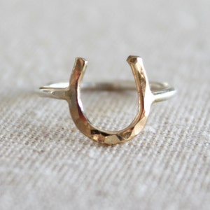 Dual Color Horseshoe Ring ~ Sterling Silver ~ 14kt Yellow Gold Filled ~ Handcrafted