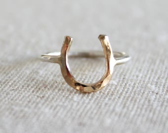 Dual Color Horseshoe Ring . Handcrafted