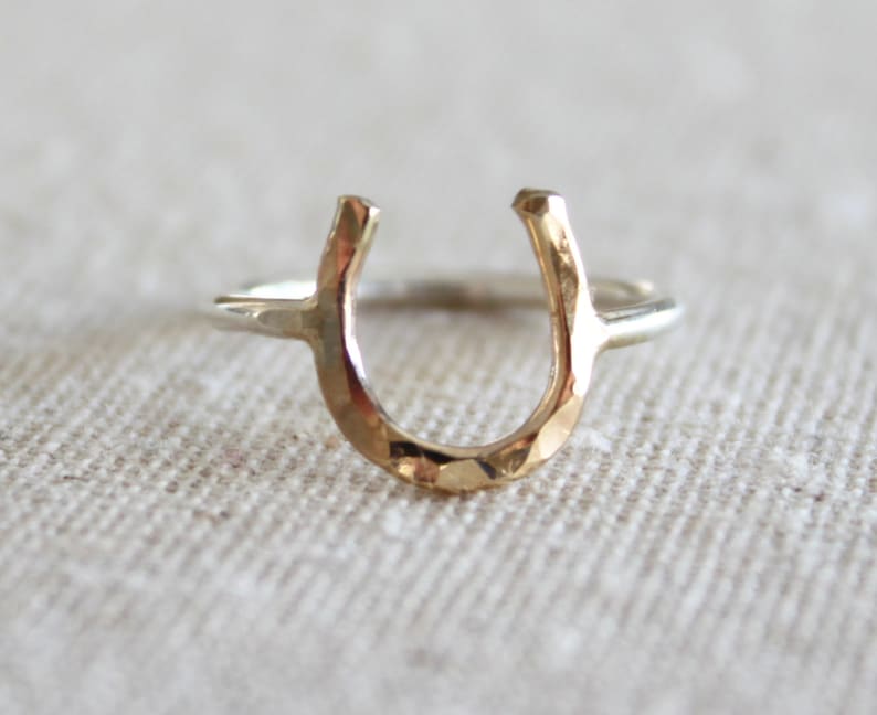 Dual Color Horseshoe Ring . Handcrafted image 1