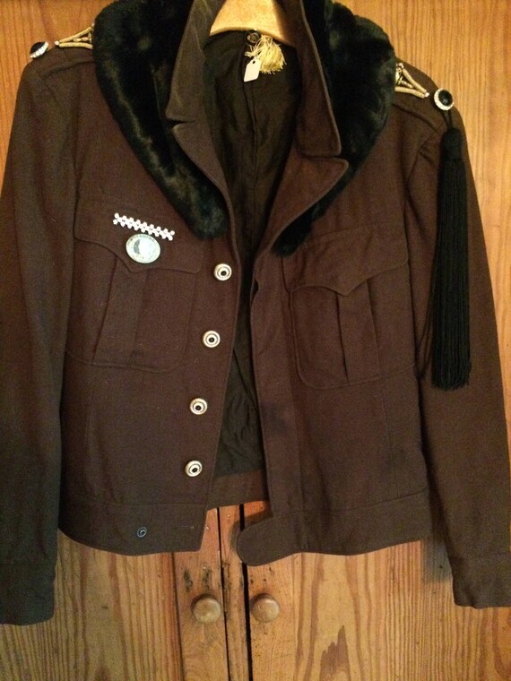 Piper-Military Field Jacket with Vintage Rhinestone b… - Gem