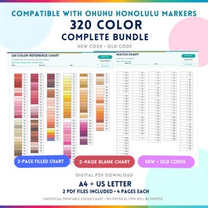 Tabella colori Ohuhu Honolulu 320 / Codici nuovi e vecchi / PDF stampabile