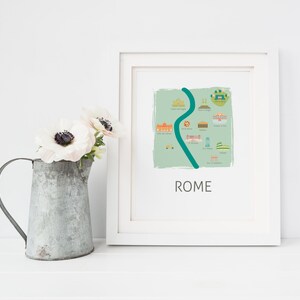 Rome Map Printable City Map Prints Travel Theme Nursery Wall - Etsy
