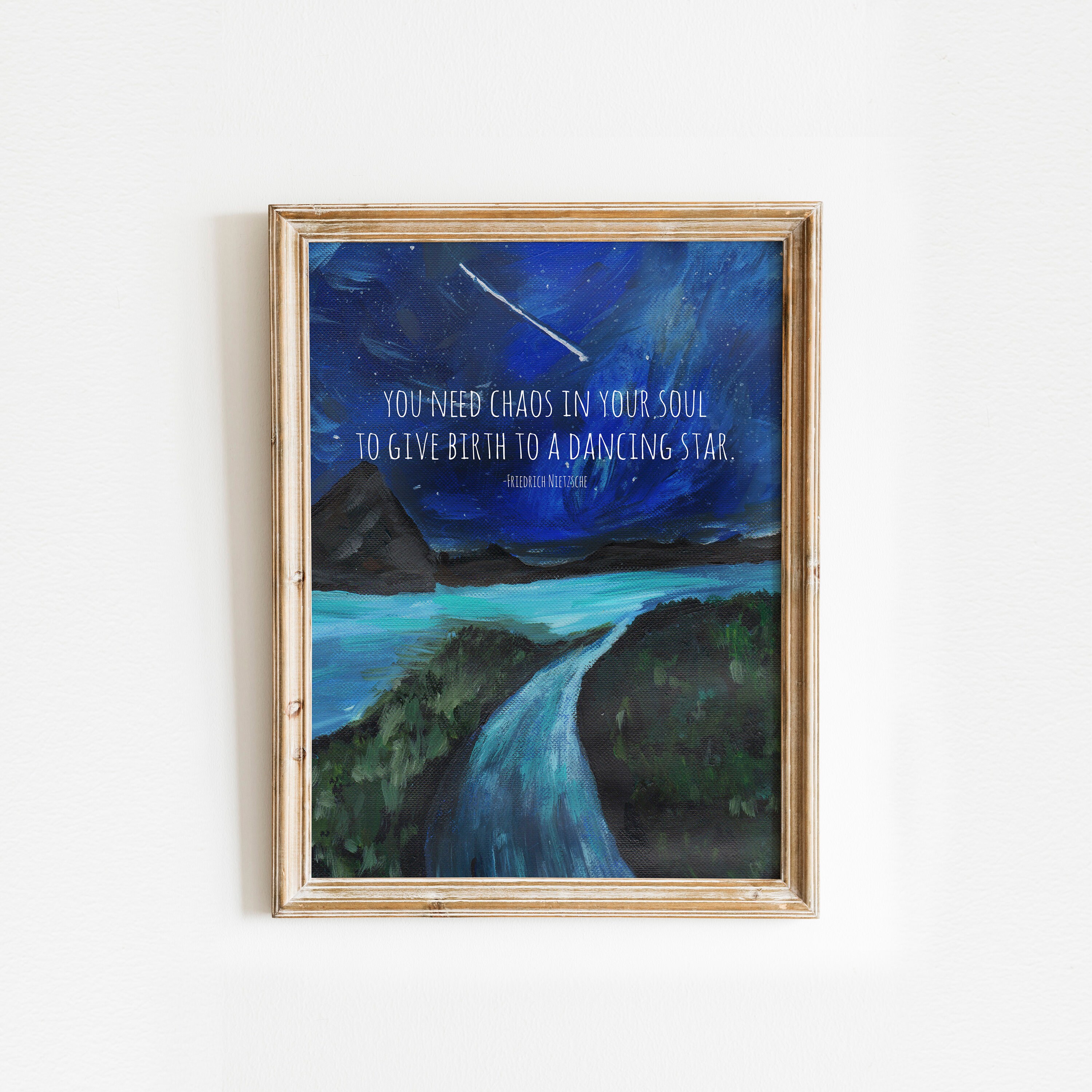 Nietzsche Quote Art Shooting Star Painting You Need Chaos In Etsy
